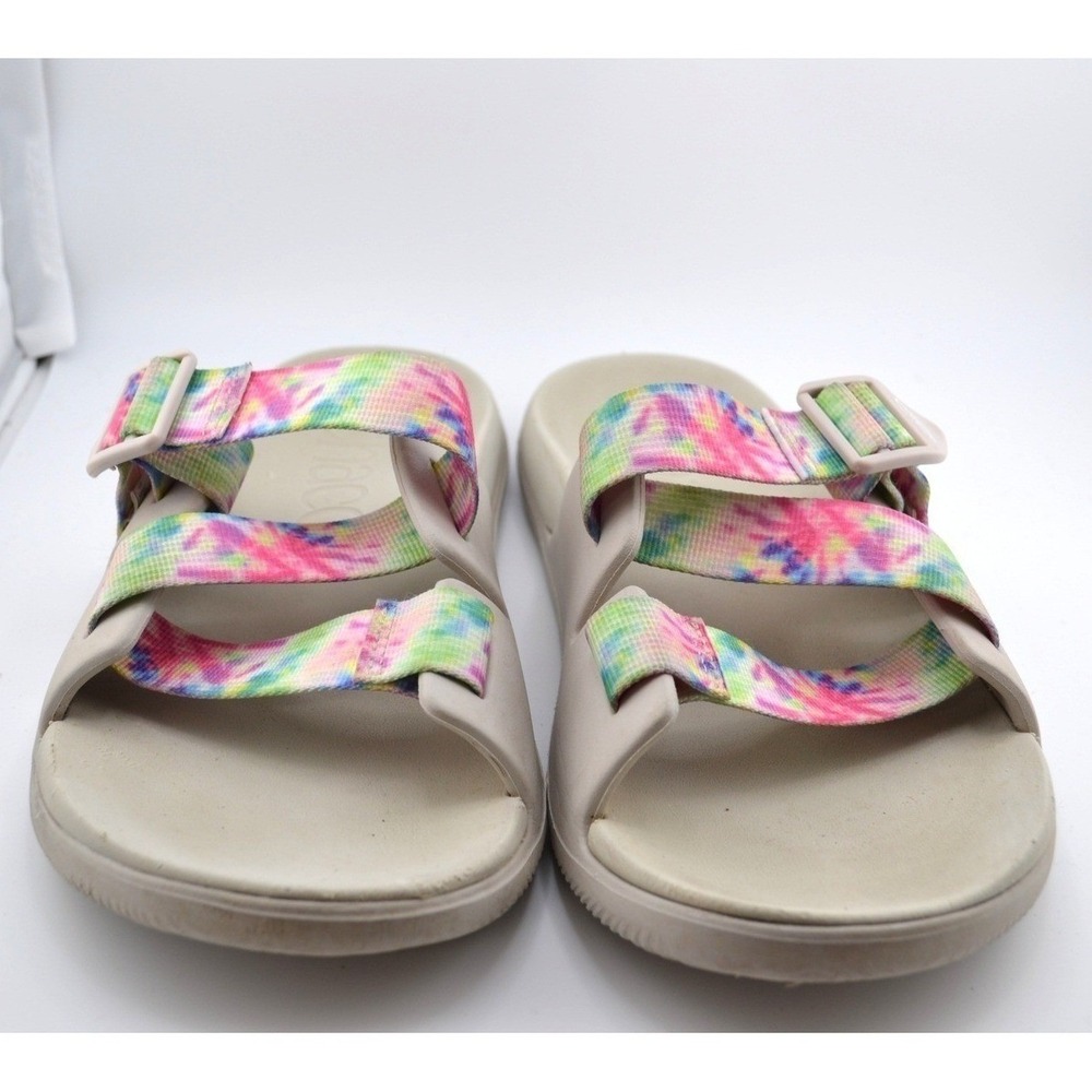 Chaco Slides Sandals‎ Women's Size 10 Beige Tie Dye Comfort Beach Pool Travel